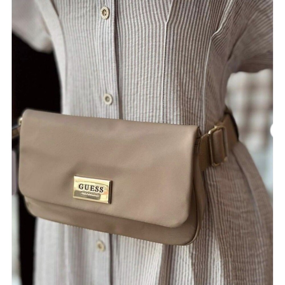 Guess Pearlman Tan Belt Bag Purse ZA Bag Crossbody Wristlet Pouch $52 NWT Rare!